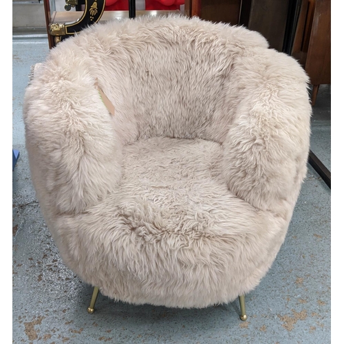 313 - ARMCHAIR, 90cm H, 1950s Italian style, faux fur upholstered.