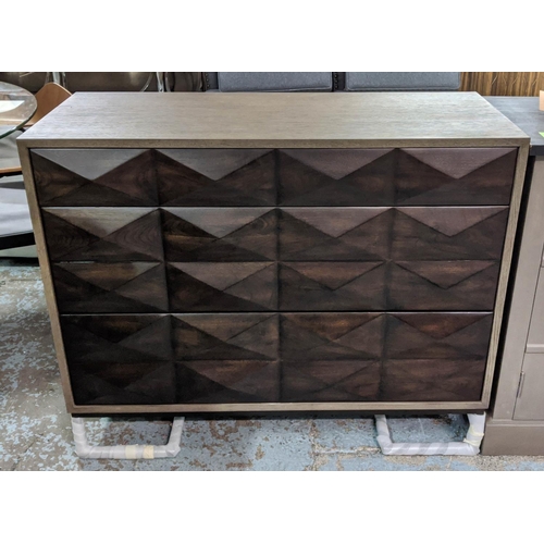 316 - CHEST, 45cm D x 89cm H x 107cm W, geometric design.