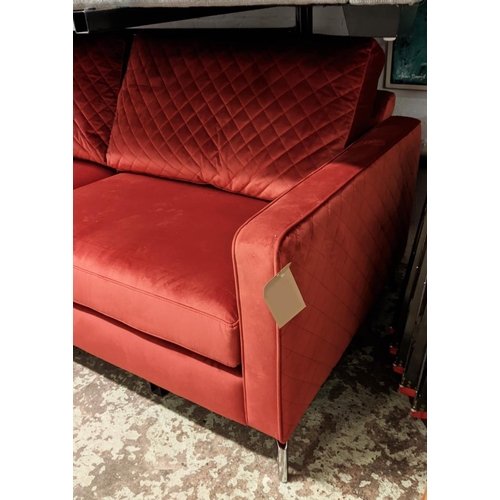 325 - SOFA, 200cm W, red velvet upholstered.