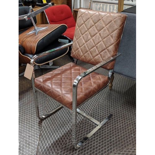 329 - DESK CHAIR, leather quilted, 50cm x 98cm H.