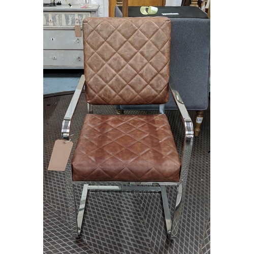 329 - DESK CHAIR, leather quilted, 50cm x 98cm H.