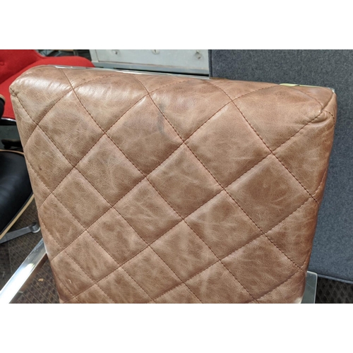 329 - DESK CHAIR, leather quilted, 50cm x 98cm H.