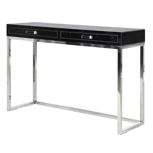 363 - CONSOLE TABLE, 76cm H x 110cm W x 35cm D, faux crocodile upholstered finish.