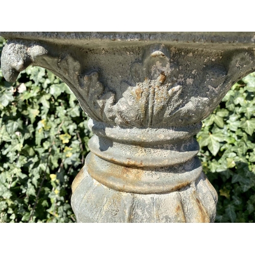 364 - ARCHITECTURAL GARDEN PEDESTAL, 95cm H x 30cm W, scalloped edge detail, resin in a faux stone finish.