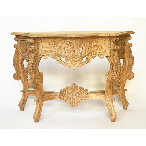 370 - CONSOLE TABLE, 120cm x 80cm H x 40cm D, Italian style, carved lime with shaped top and frieze, allov... 