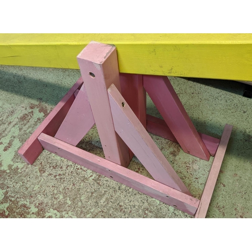 378 - FASHION SHOOT SET PROP SEESAW, 310cm L approx, painted finish.