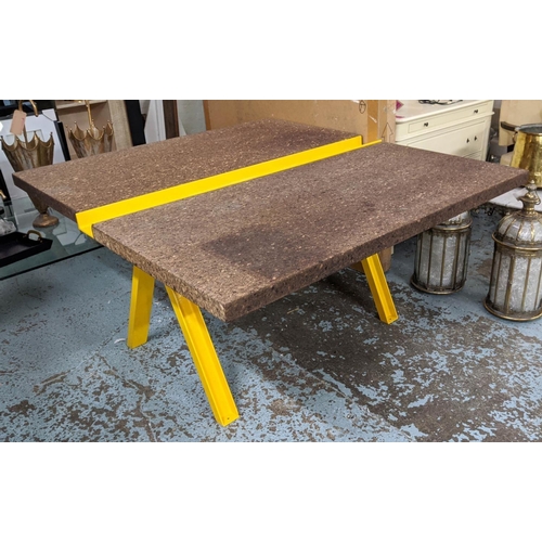 380 - PARTNERS DESK, 164cm x 150cm x 81cm, contemporary design, painted metal, cork top.