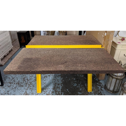 380 - PARTNERS DESK, 164cm x 150cm x 81cm, contemporary design, painted metal, cork top.