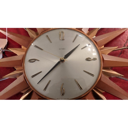 424 - VINTAGE 20TH CENTURY METAMEC WALL CLOCK, vintage mid 20th century, 45cm diam.