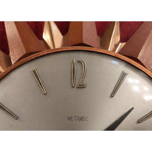 424 - VINTAGE 20TH CENTURY METAMEC WALL CLOCK, vintage mid 20th century, 45cm diam.