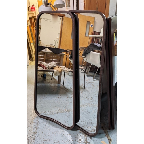 443 - LOZENGE WALL MIRRORS, 1950s Italian style, aged finish frames, 124cm x 57cm. (2)