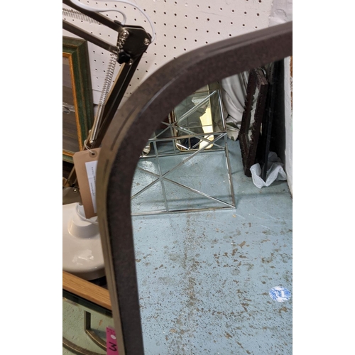 443 - LOZENGE WALL MIRRORS, 1950s Italian style, aged finish frames, 124cm x 57cm. (2)