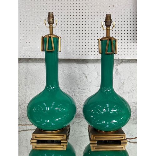 470 - PAOLO MOSCHINO ADESSA TABLE LAMPS, a pair, green finish, 60cm H. (2)