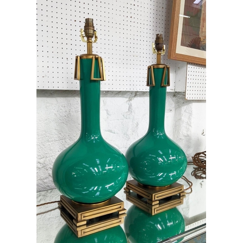 470 - PAOLO MOSCHINO ADESSA TABLE LAMPS, a pair, green finish, 60cm H. (2)