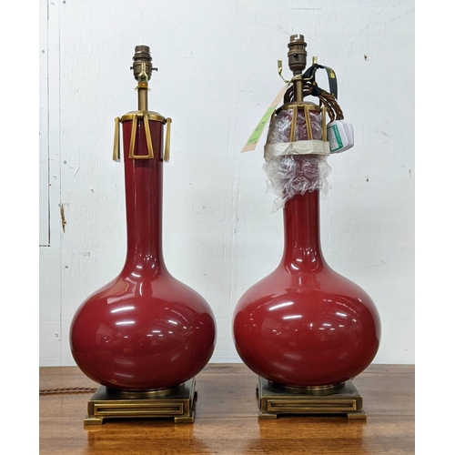 471 - PAOLO MOSCHINO ADESSA TABLE LAMPS, a pair, oxblood finish, 60cm H. (2)