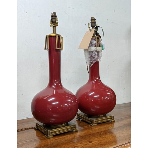 471 - PAOLO MOSCHINO ADESSA TABLE LAMPS, a pair, oxblood finish, 60cm H. (2)