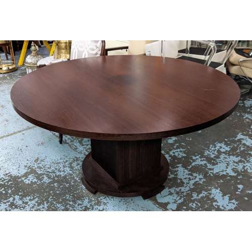 475 - DINING TABLE, 149cm diam x 76.5cm H Bespoke stained oak with a circular top.