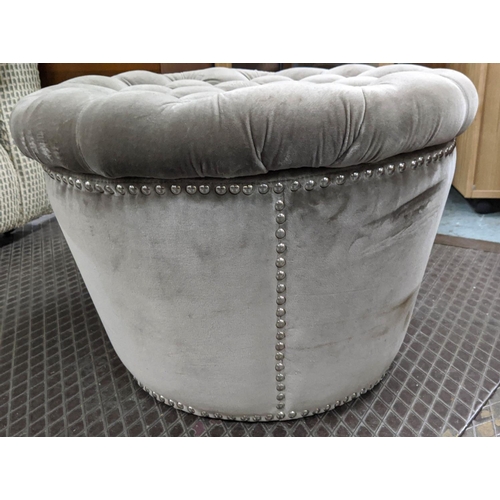 480 - FOOTSTOOL, 60cm x 40cm H, velvet upholstered with rising lid.