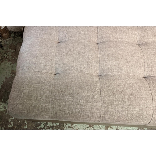 486 - BOLSTER WINDOW SEAT, 120cm W, umber fabric upholstered with leather detail, 120cm x 75cm x 64cm.