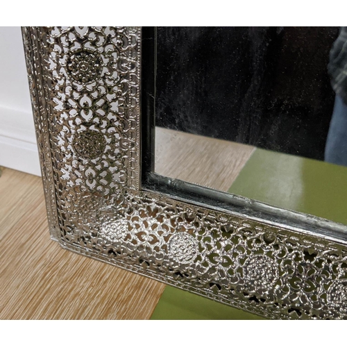 487 - WALL MIRROR, 95cm x 70cm, Moroccan style, pierced metal frame.