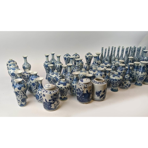 491 - MINIATURE CERAMICS COLLECTION, Chinese export style blue and white, 75 items, 18.5cm at tallest. (75... 