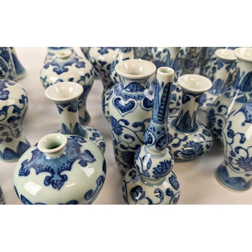 491 - MINIATURE CERAMICS COLLECTION, Chinese export style blue and white, 75 items, 18.5cm at tallest. (75... 