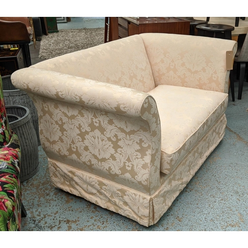 497 - SOFA, 142cm W country house style design, damask upholstery.