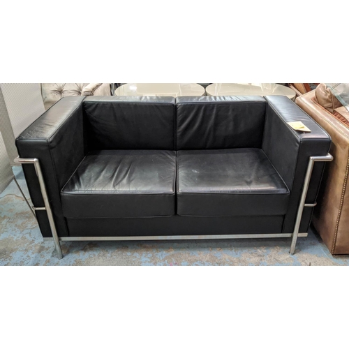 498 - AFTER LE CORBUSIER JEANNERET AND PERRIAND LC2 STYLE SOFA, 145cm W.