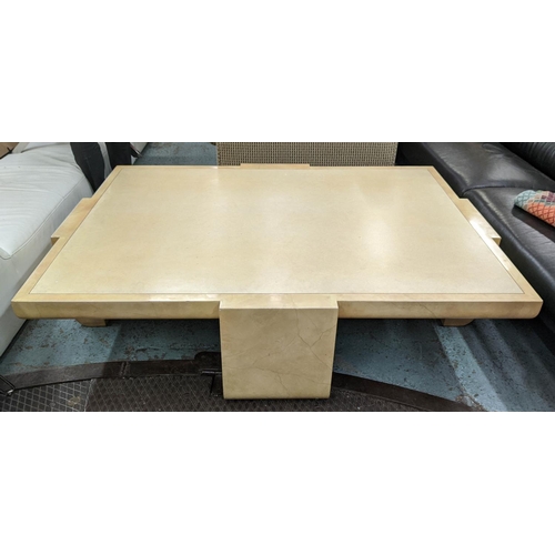 502 - LOW TABLE, 168cm W x 41cm H x 122cm D in the manner of Maitland Smith.