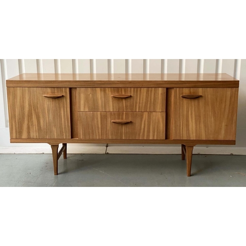 526 - SIDEBOARD, 1970s sapele, with two drawers and two cupboard doors, 173cm W x 46cm D x 76cm H.