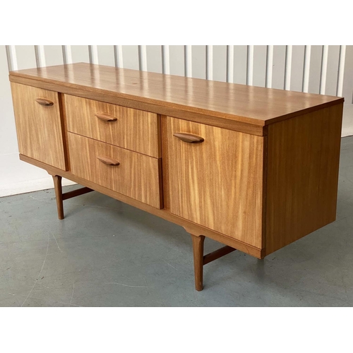 526 - SIDEBOARD, 1970s sapele, with two drawers and two cupboard doors, 173cm W x 46cm D x 76cm H.