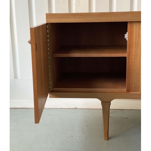 526 - SIDEBOARD, 1970s sapele, with two drawers and two cupboard doors, 173cm W x 46cm D x 76cm H.