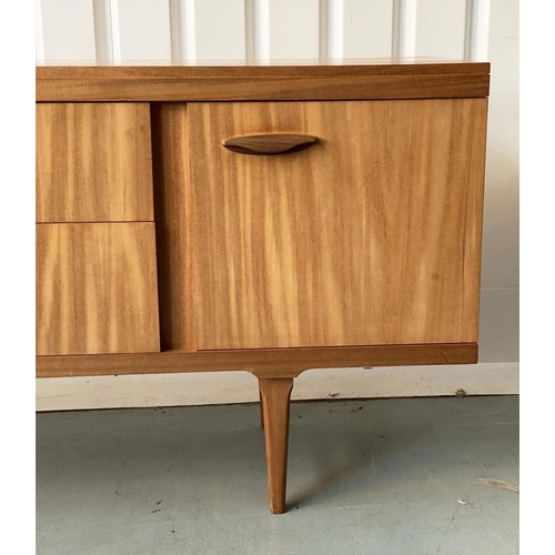 526 - SIDEBOARD, 1970s sapele, with two drawers and two cupboard doors, 173cm W x 46cm D x 76cm H.