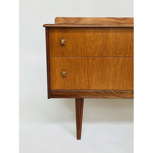 532 - CHEST, 76cm x 137cm x 42cm, mid 20th century teak Danish style, with four short drawers and tapering... 