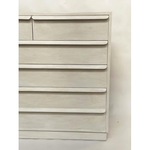 533 - CHELSEA TEXTILES CHEST, grey painted with two short and four long drawers ribbed with integral handl... 