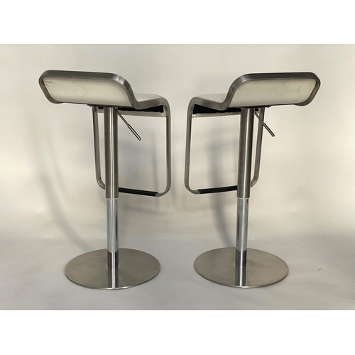 534 - LA PALMA LEM BAR STOOLS BY SHIN & TOKOMO AZUMI, a pair, 86cm H, height adjustable. (2)