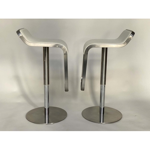 534 - LA PALMA LEM BAR STOOLS BY SHIN & TOKOMO AZUMI, a pair, 86cm H, height adjustable. (2)