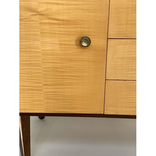 536 - BEDSIDE CABINETS, a pair Scandinavian maple each with three drawers and cabinet, 59cm W x 36cm D x 5... 