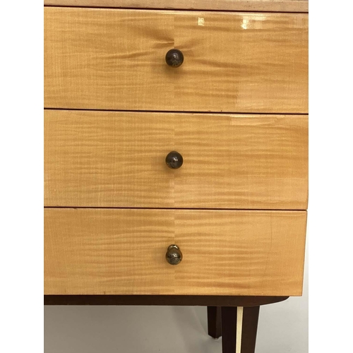 536 - BEDSIDE CABINETS, a pair Scandinavian maple each with three drawers and cabinet, 59cm W x 36cm D x 5... 