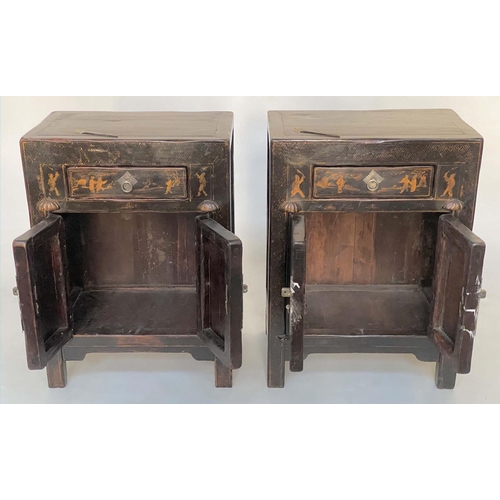 242 - CHINESE CABINETS, 73cm H x 53cm W x 36cm D, a pair, early 20th century Chinese lacquered and gilt Ch... 