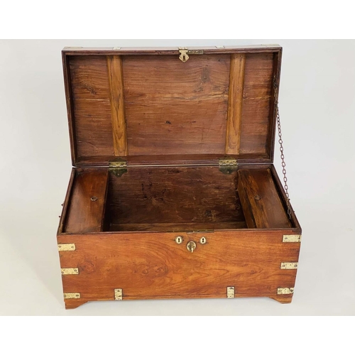 244 - TRUNK, 19th century camphorwood and brass bound with rising lid and carrying handles, 89cm W x 50cm ... 