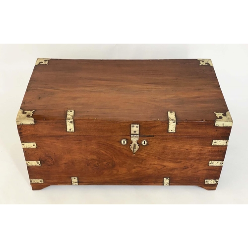 244 - TRUNK, 19th century camphorwood and brass bound with rising lid and carrying handles, 89cm W x 50cm ... 