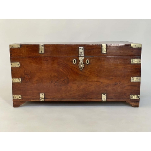 244 - TRUNK, 19th century camphorwood and brass bound with rising lid and carrying handles, 89cm W x 50cm ... 