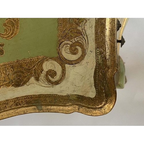 265 - FLORENTINE COMMODE, mid 20th century Italian white, green and gilt incised decoration of serpentine ... 