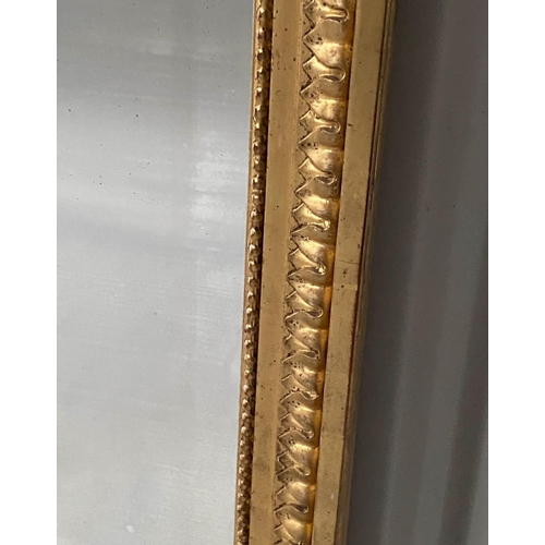 267 - OVERMANTEL, 19th century French giltwood and gesso moulded with shaped bevelled plate, garland crest... 