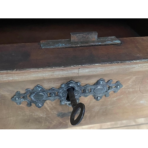 241 - COMMODE, 19th century French Louis Philippe walnut with four long drawers and silvered metal mounts ... 