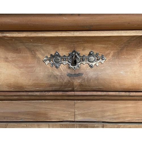 241 - COMMODE, 19th century French Louis Philippe walnut with four long drawers and silvered metal mounts ... 