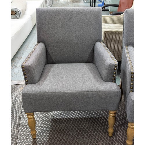 455 - OKA SUTCLIFF ARMCHAIRS, a pair, each 70cm W, grey feet. (2)