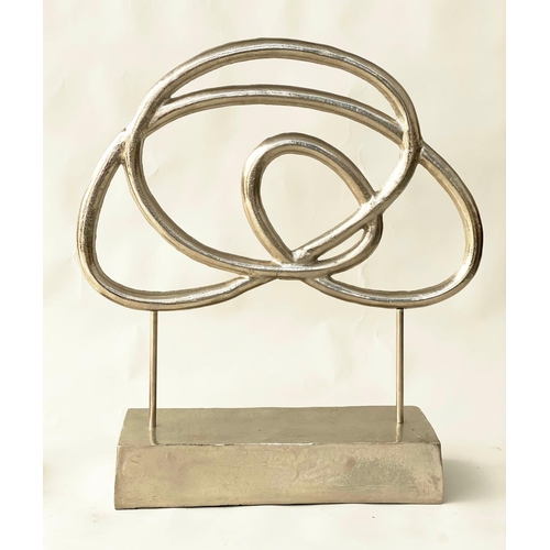 293 - SCULPTURES, a pair, silvered metal on stands, 76cm H x 70cm W. (2)