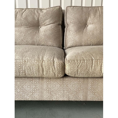 519 - SOFA, contemporary woven linen upholstered with feather and down fitted back and seat cushions and t... 